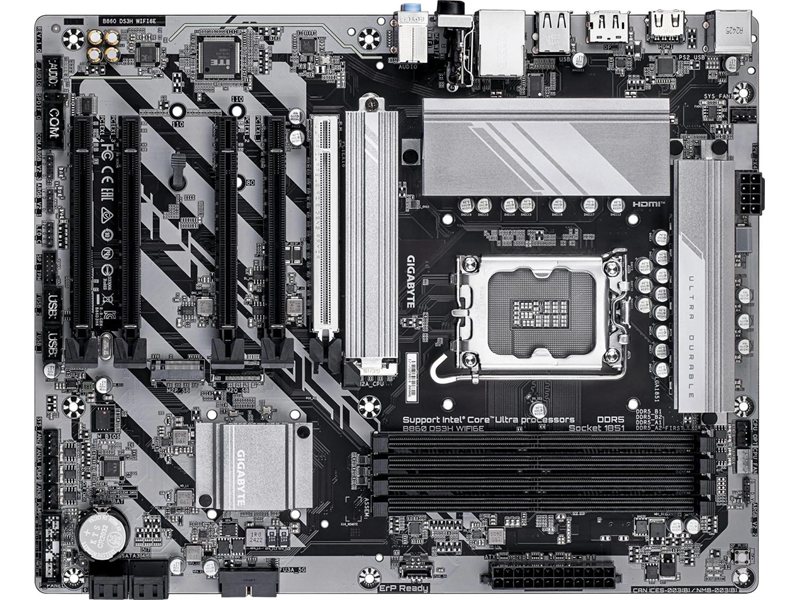 Материнская плата Gigabyte B860 DS3H WIFI6E Soc-1851 Intel B860 4xDDR5 ATX AC`97 8ch(7.1) 2.5Gg RAID+HDMI+DP