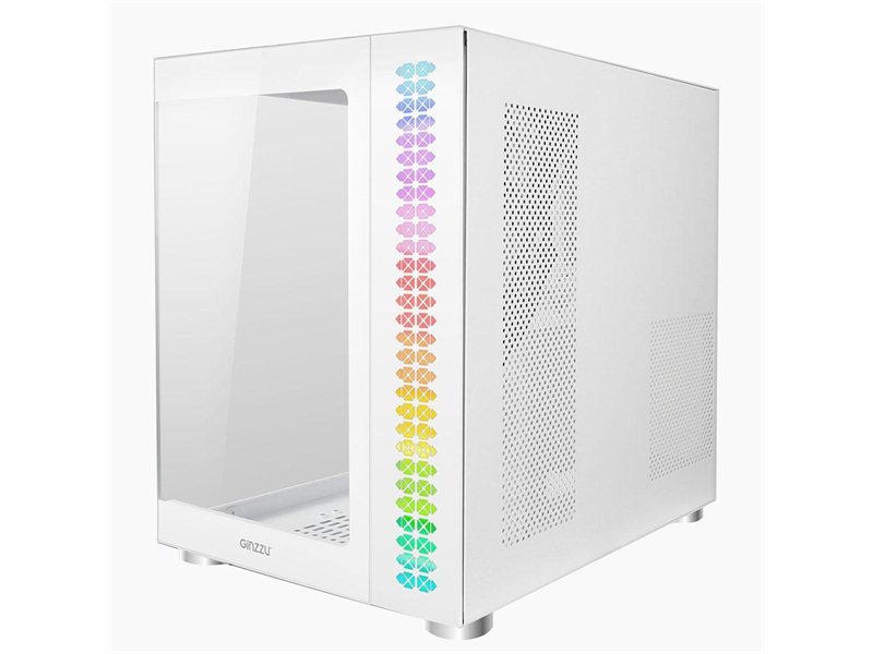 Ginzzu V580 RGB подсветка, закаленное стекло 1*USB 3.0,1*USB 2.0, AU Белый ATX