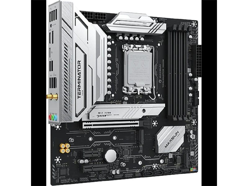 MAXSUN MS-Terminator B860M WIFI (Socket 1851, mATX, 4*DDR5(128Gb), DP/HDMI, 4*SATA3, 3*M.2, 1*PCIEx16/1*PCIEx4/1*PCIEx1, 1*Type-C, 4*USB2.0, 2*USB 3.2, LAN 1*2.5G, BT, Wi-Fi6, RTL)