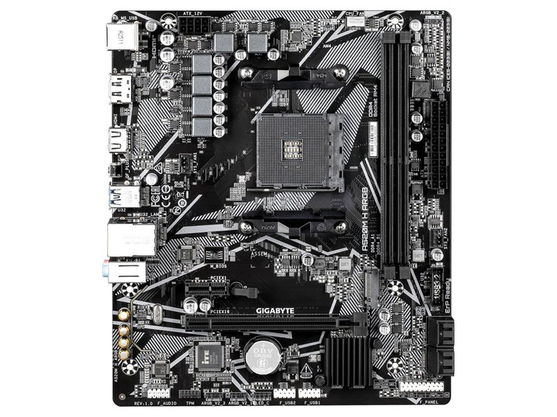 Материнская плата Gigabyte A520M H ARGB A520, AM4, 2*DDR4, 1*PCIEx16, 1*PCIEx1, 1*M.2, 6*USB3.2Gen1, 6*USB2.0, 4*SATA3.0, 1G, DP, HDMI, M-ATX, RTL