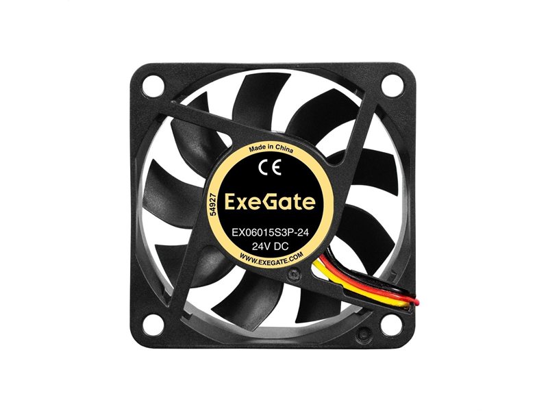 Exegate EX297075RUS Вентилятор 24В DC ExeGate EX06015S3P-24 (60x60x15 мм, Sleeve bearing (подшипник скольжения), 3pin, 4800RMP, 34,1dBA)