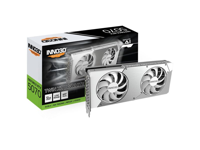 Видеокарта INNO3D RTX5070 TWIN X2 ОС WHITE 12GB GDDR7 192bit 3xDP HDMI 2FAN RTL
