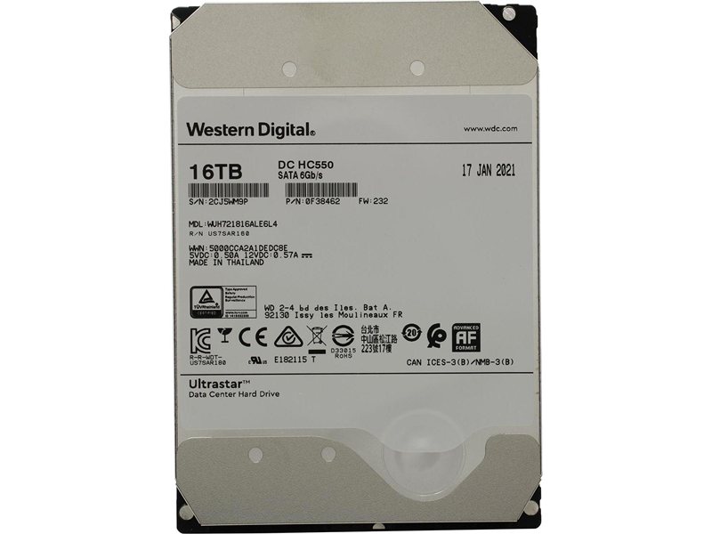 Жесткий диск/ HDD WD/HGST SATA Server 16Tb Ultrastar DC HC550 7200 6Gb/s 512MB 1 year warranty