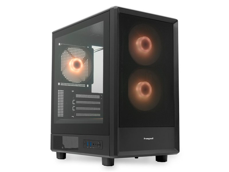 Корпус без блока питания/ Case HSPD M310, Mesh Mini-tower, Black, TG, 0.4 SPCC, 3x120mm ARGB (Orbis F1) mATX, mITX 180/280/160mm 1x2.5", 1x3.5", 4xPCI 2xUSB-A 3.0 452x277x418mm