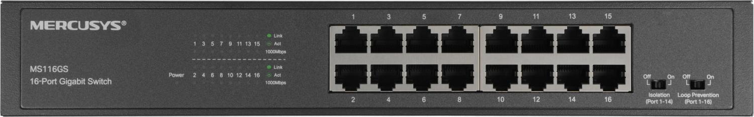 Коммутатор Mercusys MS116GS (L2) 16x1Гбит/с неуправляемый