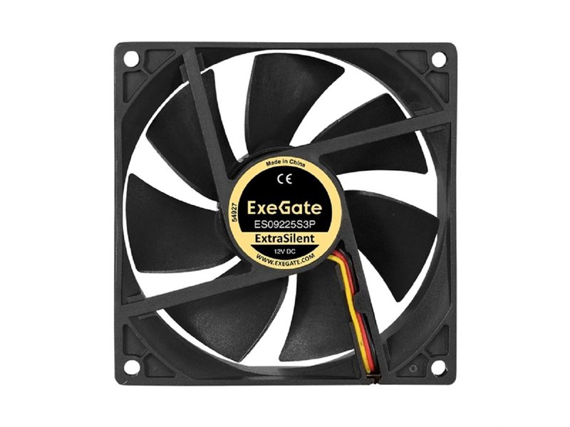 Exegate EX297049RUS Вентилятор 12В DC ExeGate ExtraSilent ES09225S3P (92x92x25 мм, Sleeve bearing (подшипник скольжения), 3pin, 2000RPM, 25dBA)