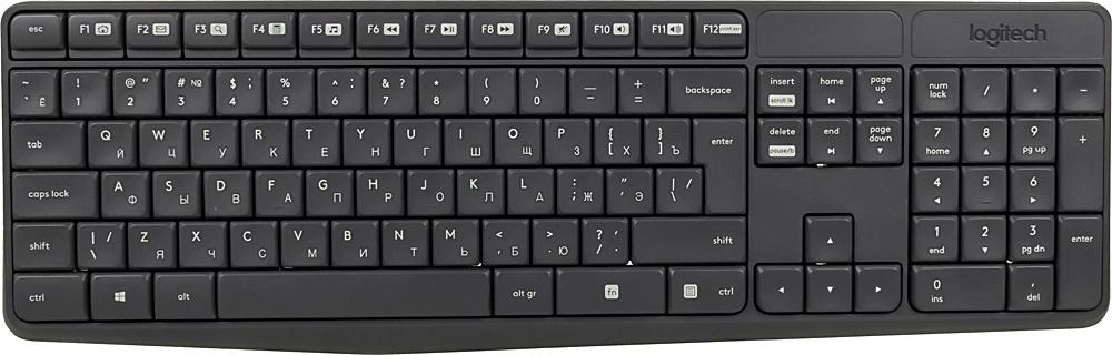 Клавиатура + мышь Logitech MK235 клав:серый мышь:серый/черный USB беспроводная Multimedia (920-007949)