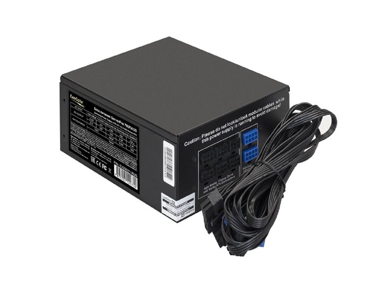 Exegate EX292211RUS Серверный БП 700W ExeGate ServerPRO-700RADS (ATX, for 3U+ cases, APFC, КПД 80% (80 PLUS), 14cm fan, 24pin, 2(4+4)pin, PCIe, 5xSATA, 4xIDE, FDD, Cable Management, black)