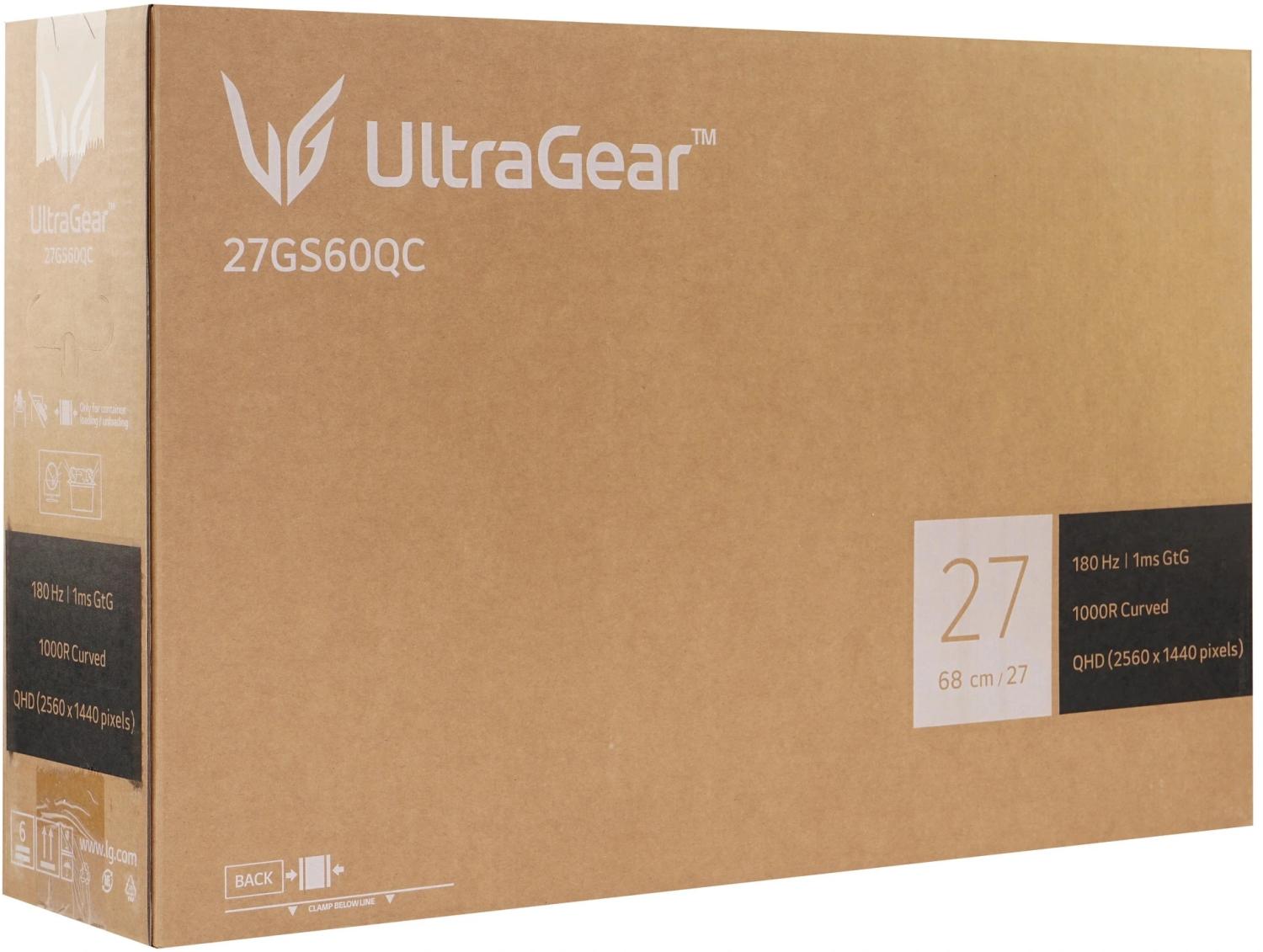 Монитор LG 27" UltraGear 27GS60QC-B фиолетовый VA LED 16:9 HDMI матовая 300cd 178гр/178гр 2560x1440 180Hz FreeSync DP 2K 4.8кг