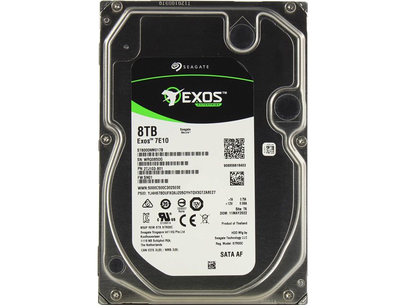 Жесткий диск/ HDD Seagate SATA 8Tb  Exos 7E10  7200 6Gb/s 256Mb 1 year warranty (replacement ST8000NM000A)