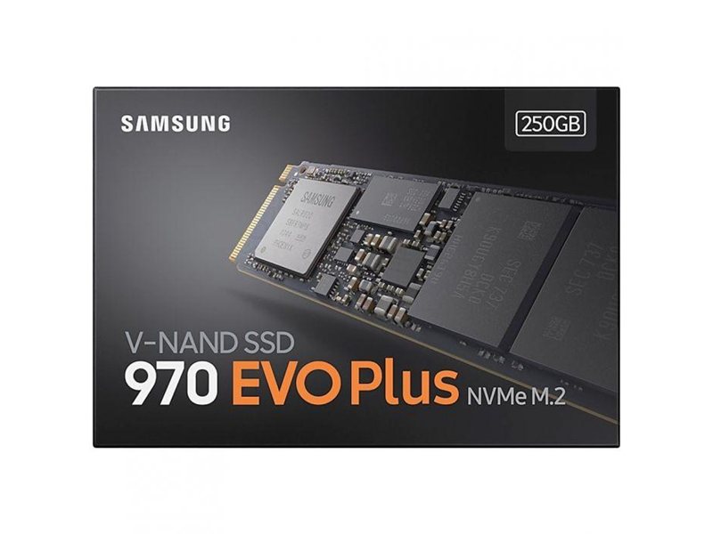 Твердотельный накопитель SSD Samsung 970 EVO Plus M.2 2280 MZ-V7S250BW 250GB Client SSD PCIe Gen3x4 with NVMe, 3500/2300, IOPS 250/550K, MTBF 1.5M, 3D NAND TLC, 512MB, 150TBW, NVMe 1.3, RTL {10} (628079)
