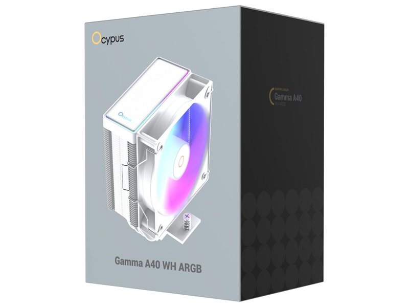 Кулер для процессора/ CPU Cooler Ocypus Gamma A40 WH ARGB (200W, 4-pin PWM, 133mm, Al/Cu, 4x6mm, ARGB, 1x100mm, 41CFM, 29.5dBA, 2400RPM, S: 1851/1700/1200/115X, AM5/AM4, white)