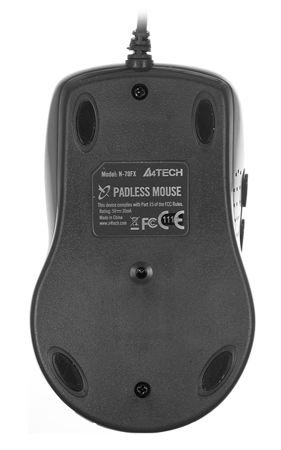 Мышь A4Tech V-Track Padless N-70FX черный оптическая 1600dpi USB для ноутбука 7but