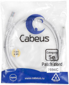 Патч-корд Cabeus PC-UTP-RJ45-CAT.5E-1.5M-WH U/UTP RJ-45 вил.-вилка RJ-45 кат.5E 1.5м белый ПВХ