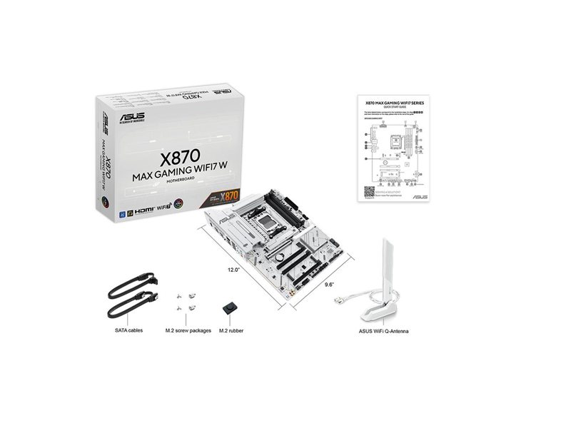 Материнская плата ASUS X870 MAX GAMING WIFI7 W, AM5, X870, 4*DDR5, 4*SATA, 3*M.2, 4*USB 3.2, 4*USB 2.0, 2*Type-C, 5*PCIx16, HDMI, ATX; 90MB1LZ0-M0EAY0