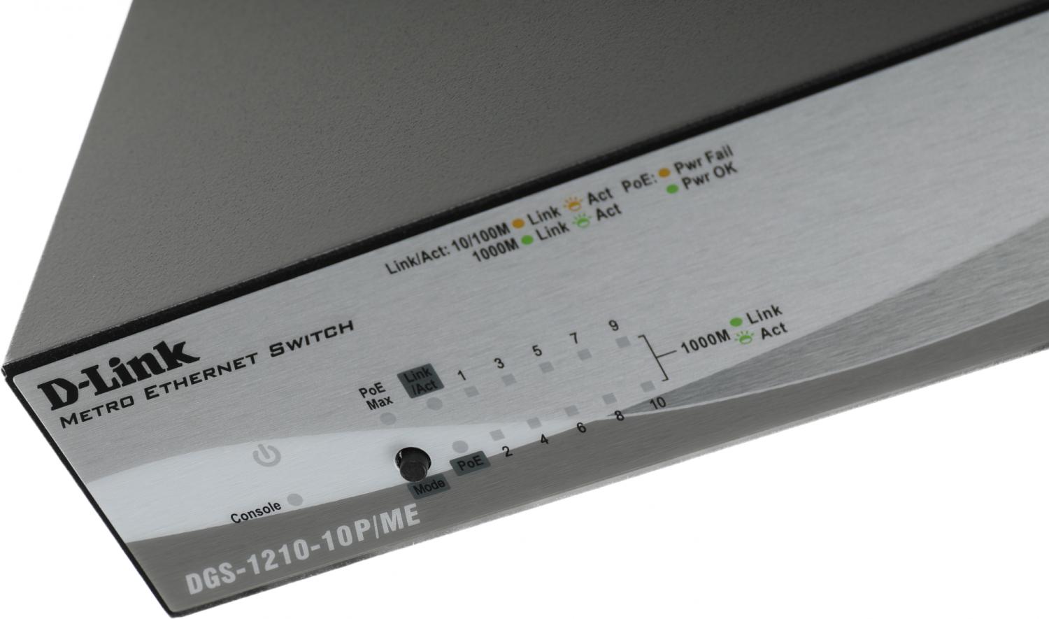 Коммутатор D-Link DGS-1210-10P/ME/A1A 8x1Гбит/с 2SFP 8PoE управляемый