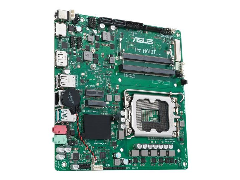 Материнская плата ASUS PRO H610T-CSM, LGA1700, H610, 2*DDR5, 2*SATA, 1*M.2, 2*USB 3.2, 2*USB 2.0, DP+HDMI, mITX; 90MB1G60-M0EAYC