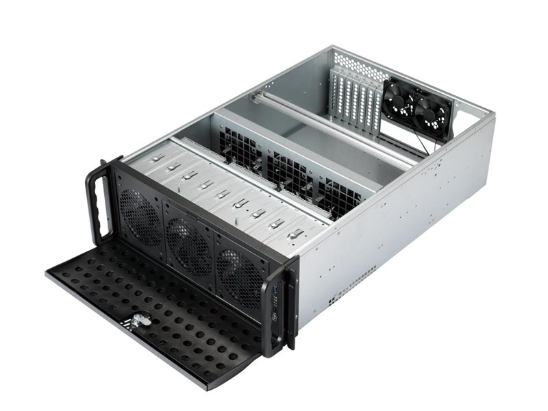Серверный корпус/ Server case YCC YRM-46515A0, 4U, E-ATX, w/o PSU,int. 15x3,5" HDD bays, 3x120mm front fans, 3x120mm middle fans, 2xUSB 2.0, 7xFHFL PCIe slots, depth 650mm, support ATX PSU