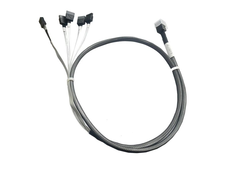Кабель DiliVing DLHS36-0439  HDmSAS (SFF8643) -to- 4*SATA +SideBand, metall lockers, SAS2.1 (6G), 75cm