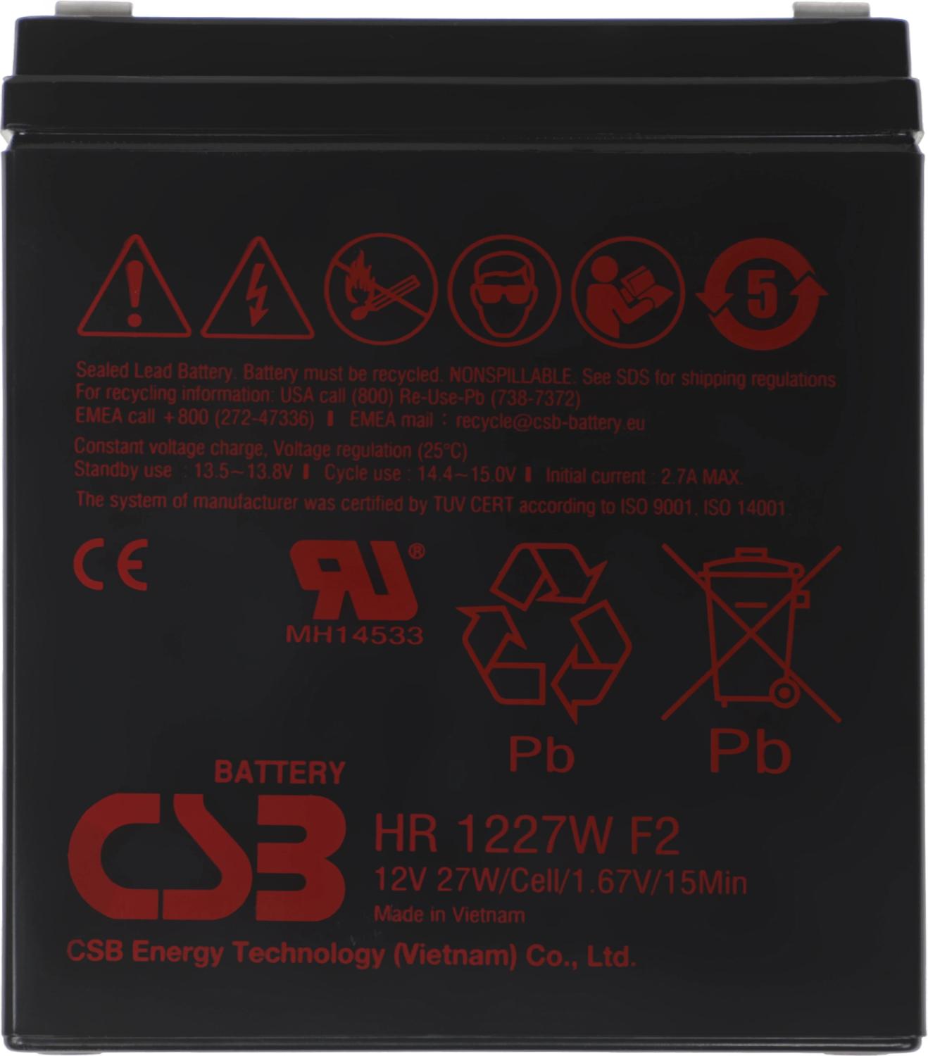 Батарея для ИБП CSB HR1227W F2 12В 7.5Ач