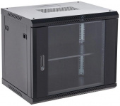 Шкаф коммутационный Rexant (04-0964-112) настенный 9U 600x450мм пер.дв.стекл металл 2 бок.пан. направл.под винты 60кг черный 13.75кг 230град. 501мм IP20 сталь