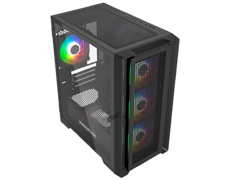 Powercase Alisio Micro X4B V2, Tempered Glass, 4х 120mm ARGB fans, ARGB HUB, чёрный, mATX (CAMCXB-A4)