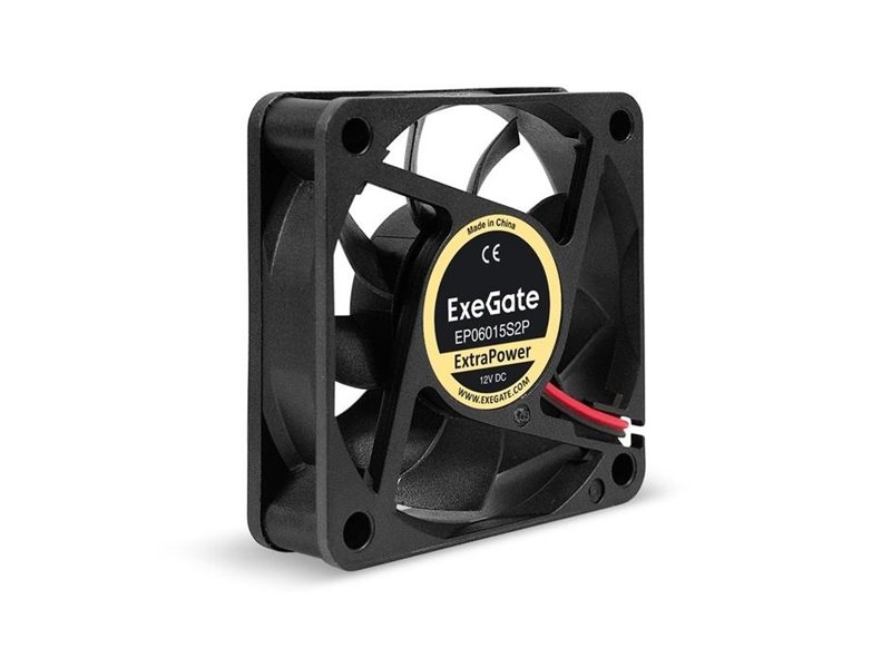 Exegate EX295225RUS Вентилятор 12В DC ExeGate ExtraPower EP06015S2P (60x60x15 мм, Sleeve bearing (подшипник скольжения), 2pin, 4800RPM, 32dBA) ОЕМ