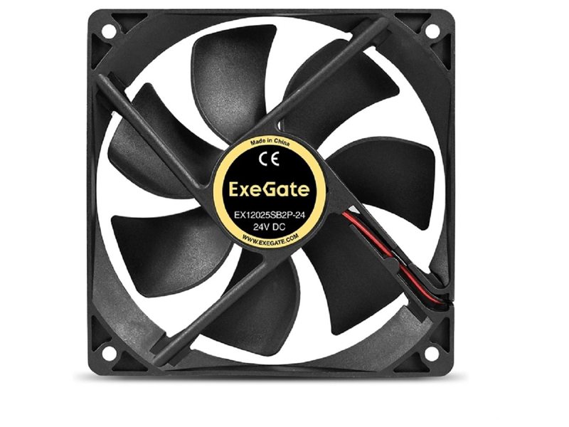 Exegate EX295211RUS Вентилятор 24В DC ExeGate EX12025B2P-24 (120x120x25 мм, 2-Ball (двойной шарикоподшипник), 2pin, 2150RPM, 35.3dBA)