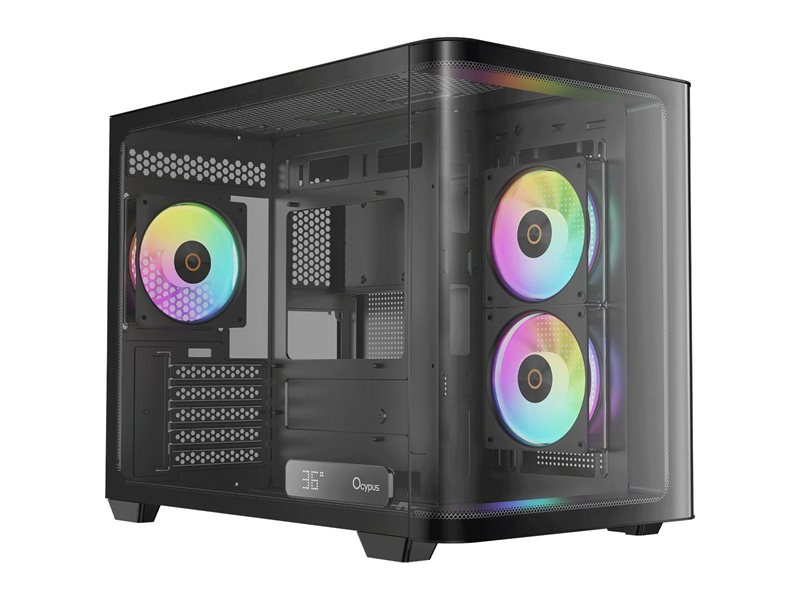Корпус ПК без блока питания/ Case Ocypus Iota C50 Curve BK ARGB, Mini-Tower, TG, 3x120mm ARGB, 2xUSB-A 3.0 + 1xUSB-C, mATX, mITX Black