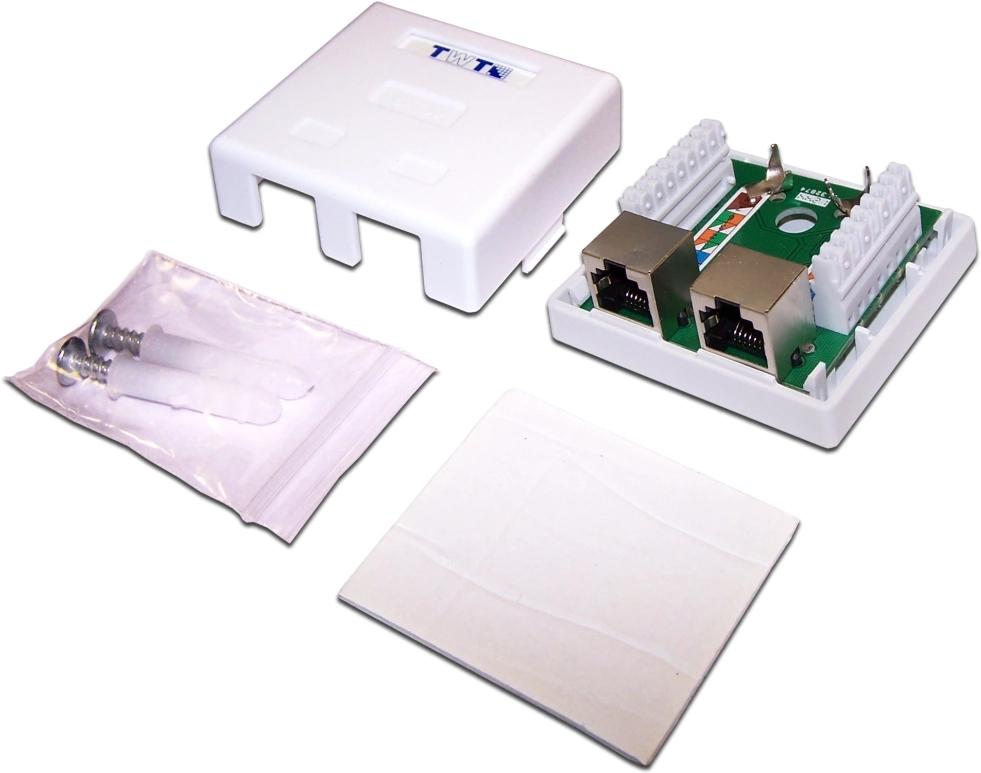 Розетка Lanmaster TWT-SM1-45/S-WH настен. RJ45 1 кат.5E STP бел.