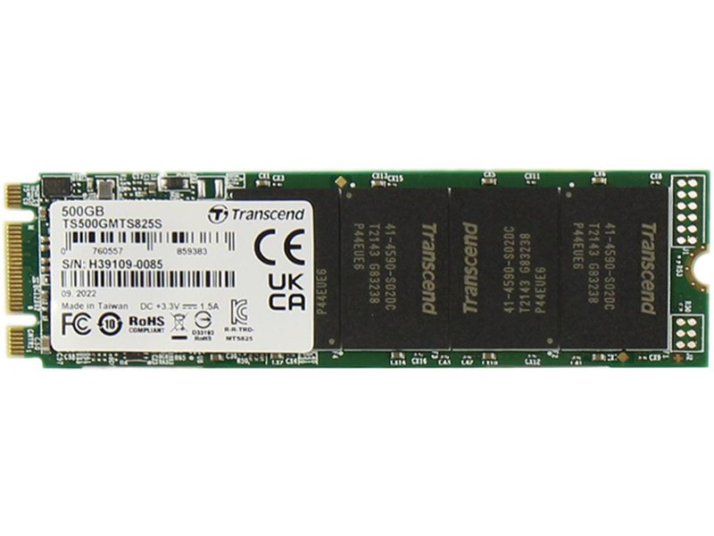Твердотельный диск 500GB Transcend 825S, M.2 2280, SATA, 3D TLC [R/W - 530/480 MB/s]