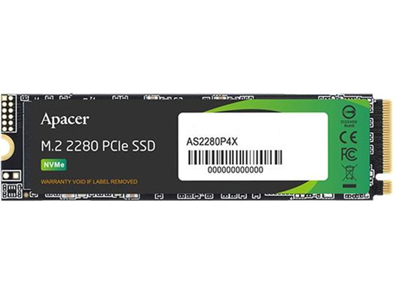 Твердотельный накопитель Apacer SSD AS2280P4X 1TB M.2 2280 PCIe Gen3x4, R2100/W1700 Mb/s, 3D NAND, MTBF 1.8M, NVMe, 350TBW, Retail, 3 years (AP1TBAS2280P4X-1)