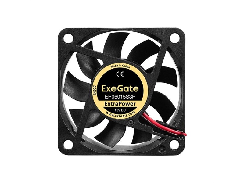 Exegate EX297029RUS Вентилятор 12В DC ExeGate ExtraPower EP06015S3P (60x60x15 мм, Sleeve bearing (подшипник скольжения), 3pin, 4800RPM, 32dBA)