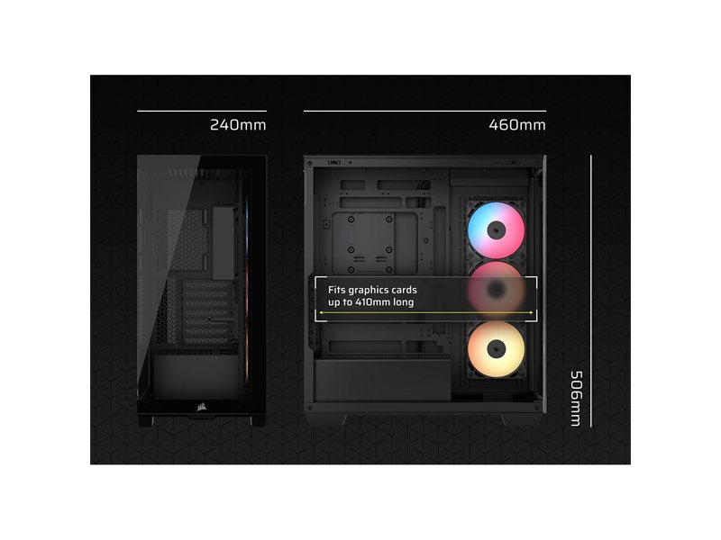 Корпус без блока питания/ Case Corsair 3500X RS-R ARGB, Midi-Tower, TG, 3x120mm ARGB, 2xUSB-A 3.2, 1xUSB 3.2 Type-C, E-ATX, ATX, mATX, mITX Black