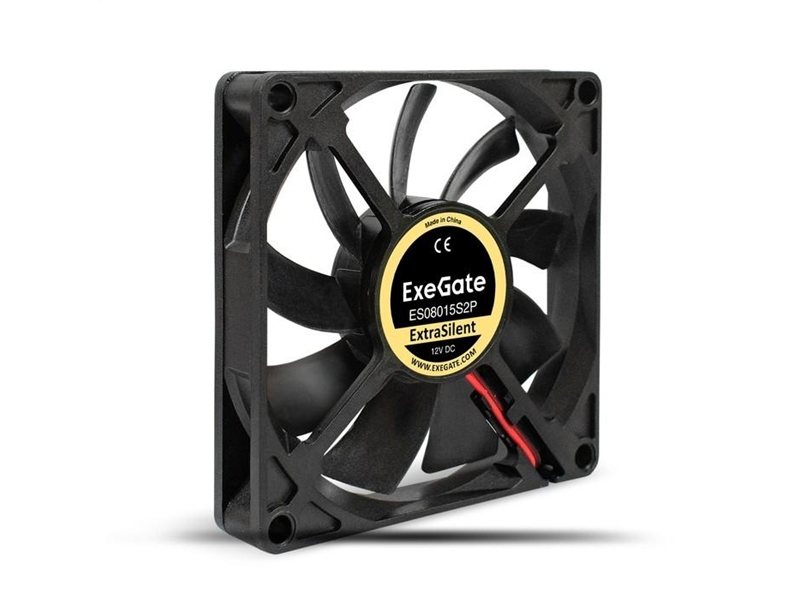 Exegate EX295233RUS Вентилятор 12В DC ExeGate ExtraSilent ES08015S2P (80x80x15 мм, Sleeve bearing (подшипник скольжения), 2pin, 1600RPM, 16,5dBA)