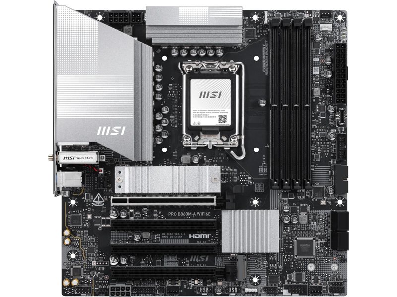Материнская плата MSI PRO B860M-A WIFI6E Soc-1851 Intel B860 mATX AC`97 8ch(7.1) 5Gigabit RAID+HDMI+DP