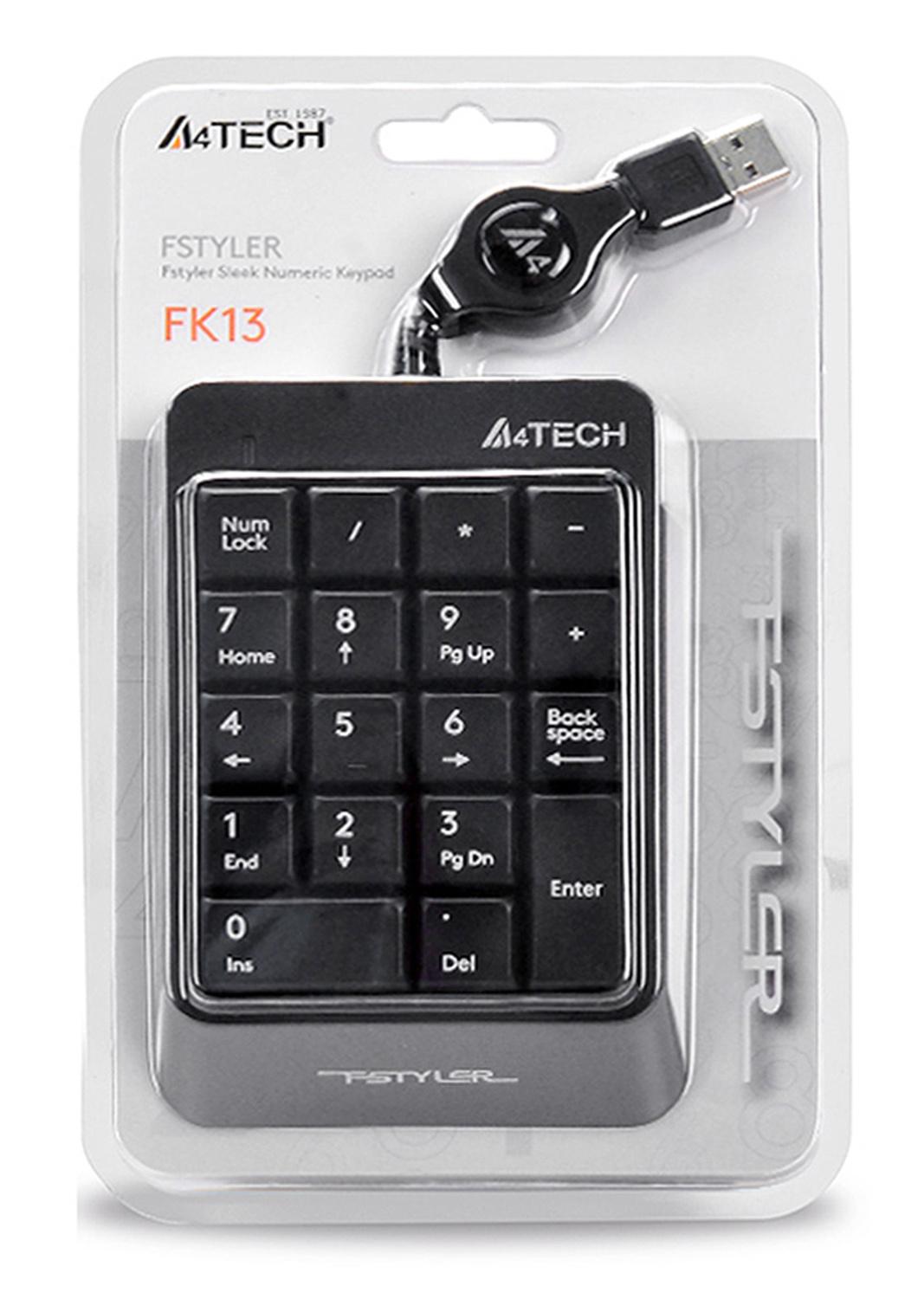 Числовой блок A4Tech FK13 серый USB slim для ноутбука (FK13 USB ( GREY)) кабель 0.7м