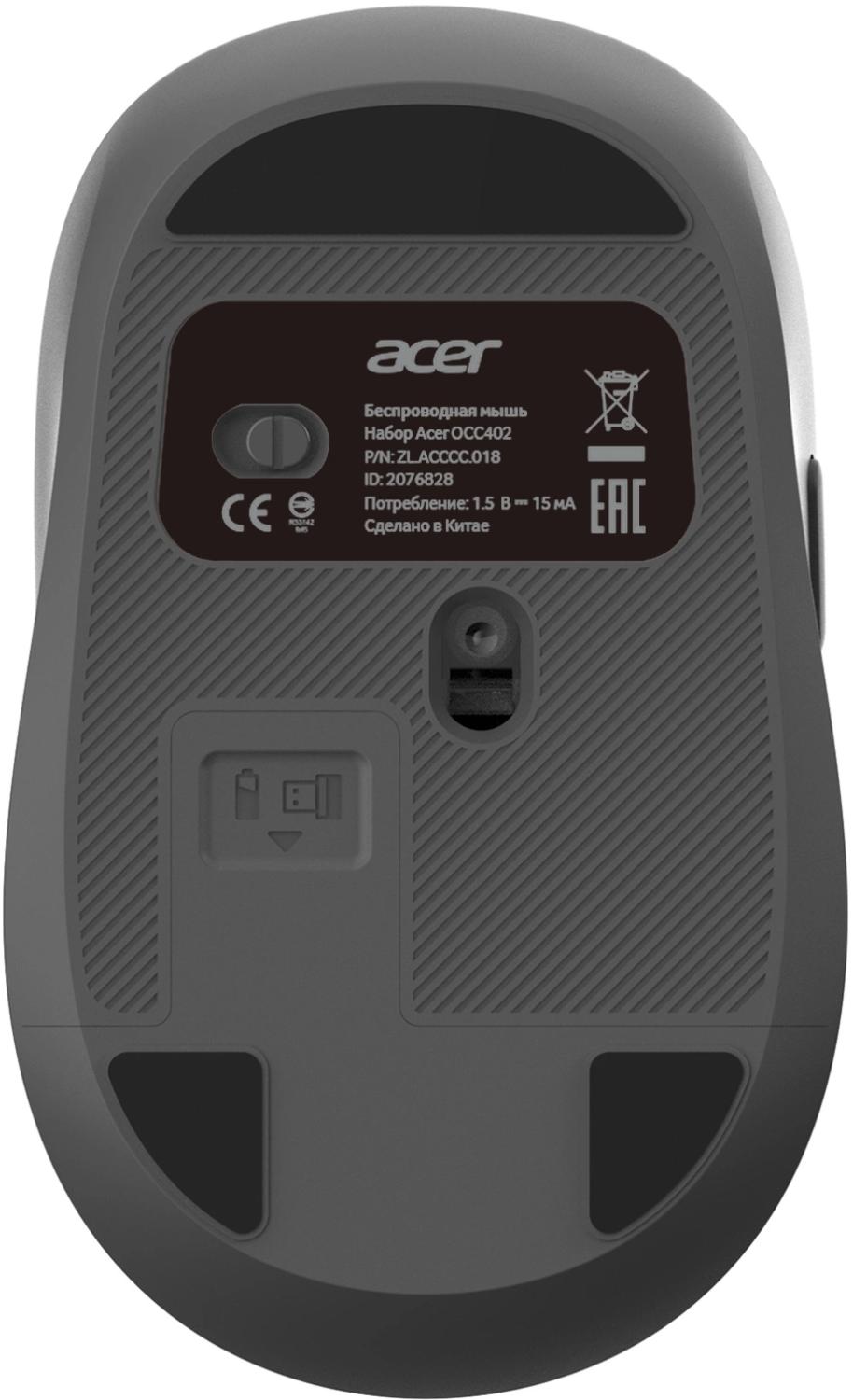 Клавиатура + мышь Acer OCC402 клав:черный мышь:черный USB беспроводная slim Multimedia (ZL.ACCCC.018)