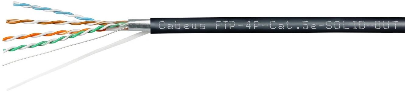 Кабель информационный Cabeus FTP-4P-Cat.5e-SOLID-OUT-PE-UV кат.5E F/UTP 4 пары PE внешний 305м черный