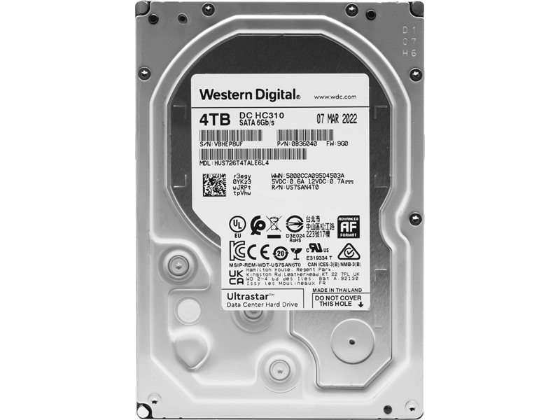 Жесткий диск Western Digital Ultrastar DC HС310 HDD 3.5" SATA 4Tb, 7200rpm, 256MB buffer, 512e (HUS726T4TALE6L4 HGST), 1 year