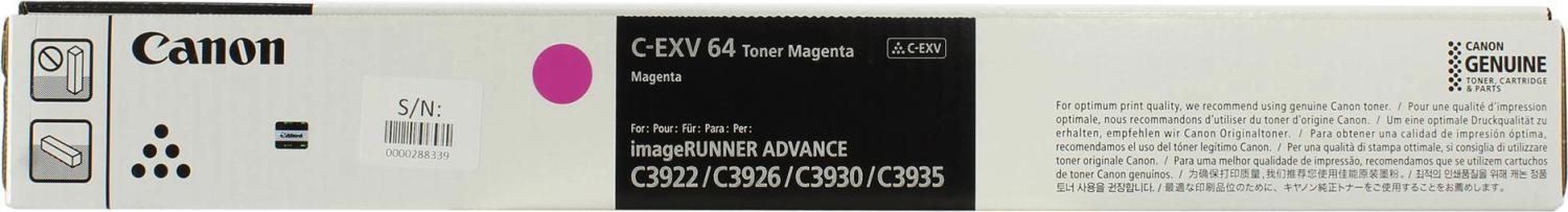 Картридж лазерный Canon C-EXV64M 5755C002 пурпурный (25500стр.) для Canon iR ADV C3922i/С3926i/С3930i/C3835