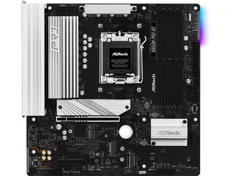 Материнская плата Asrock B850M PRO RS Socket AM5 AMD B850 4xDDR5 mATX AC`97 8ch(7.1) 2.5Gg RAID+HDMI+DP