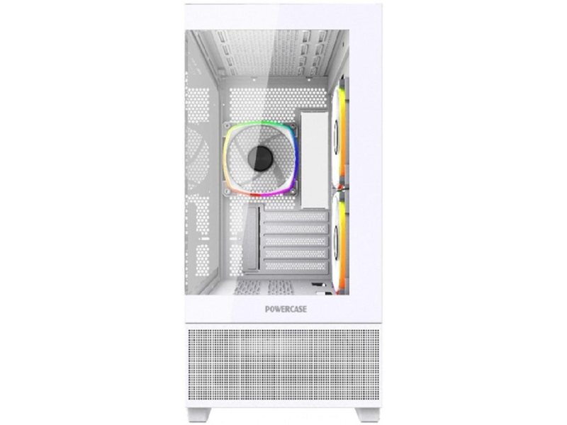 Powercase Корпус Vision Micro M1 ARGB, Tempered Glass, 3x 120mm ARGB fans, белый, mATX (CVMM1W-A3)