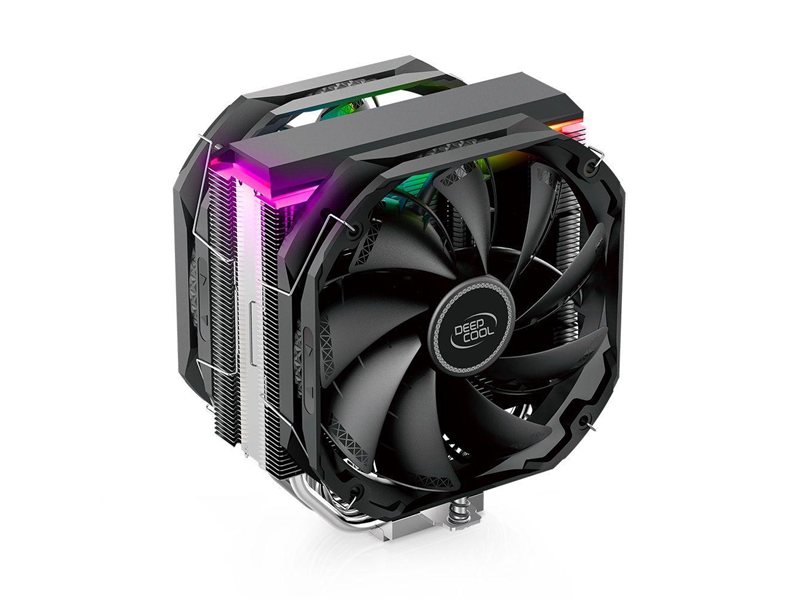 Вентилятор Deepcool AS500 PLUS RTL {6} (727071) (Height 164mm, 6mm x 5pcs, Fan 140mm*2, 500;1200RPM ±10%, < 29.2 dB(A), 4-pin PWM, TDP 220W, Screw, Socket AMD AM4, Intel LGA 2066/2011-v3/2011/1700/1200/115x) {8}