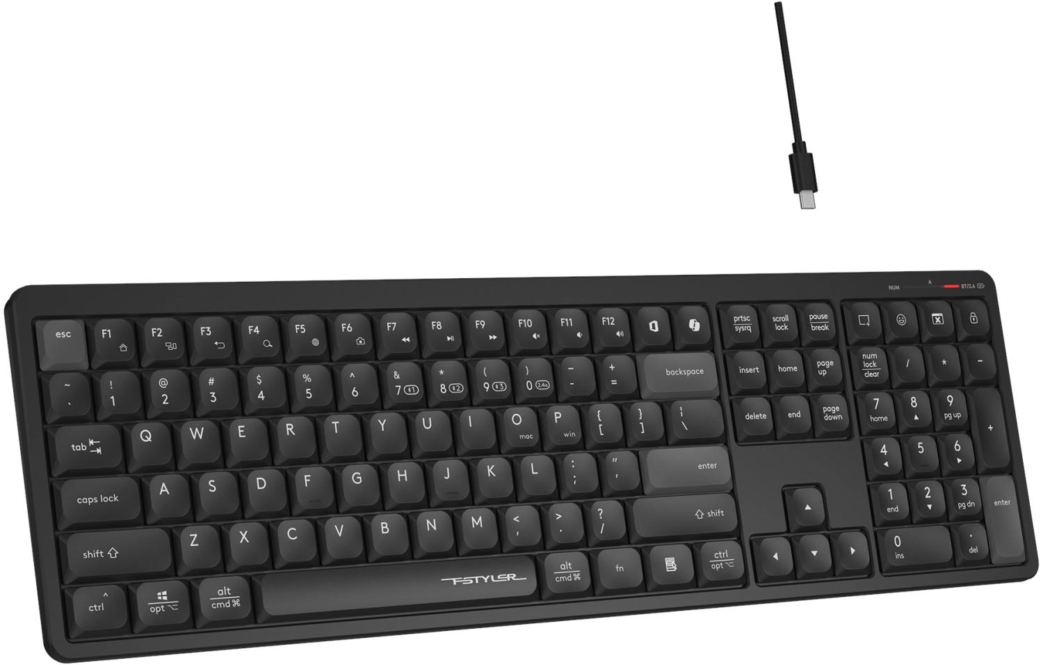 Клавиатура A4Tech FBX55C черный USB беспроводная BT/Radio slim Multimedia