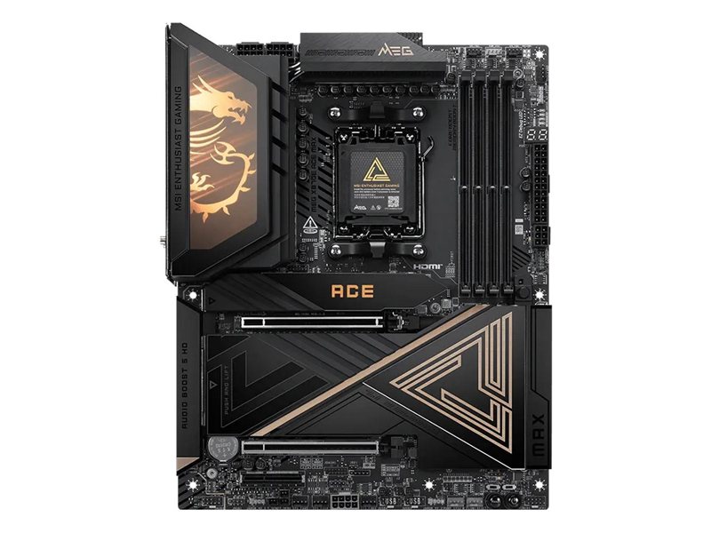Материнская плата MSI MEG X870E ACE MAX X870E, AM5, 4*DDR5, 2*PCIEx16, 1*PCIEx4, 5*M.2, 3*TypeC, 9*USB3.2Gen2, 4*USB3.2Gen1, 4*USB2.0, 4*SATA3.0, 10G, 5G, 2*Type-C(DP), HDMI, ATX, RTL
