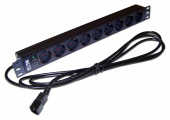 Блок распределения питания Lanmaster TWT-PDU19-10A9P4-3.0 гор.размещ. 9xSchuko базовые 10A C14 3м