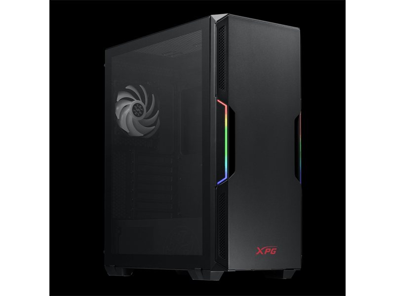 Корпус XPG STARKER BLACK (STARKER-BKCWW) (Midi-Tower, черный, TG, 120mm ARGB fan + 120mm fan)
