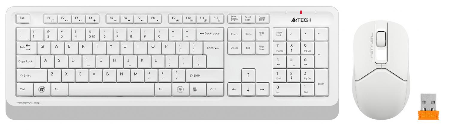 Клавиатура + мышь A4Tech Fstyler FG1012 клав:белый мышь:белый USB беспроводная Multimedia (FG1012 WHITE)
