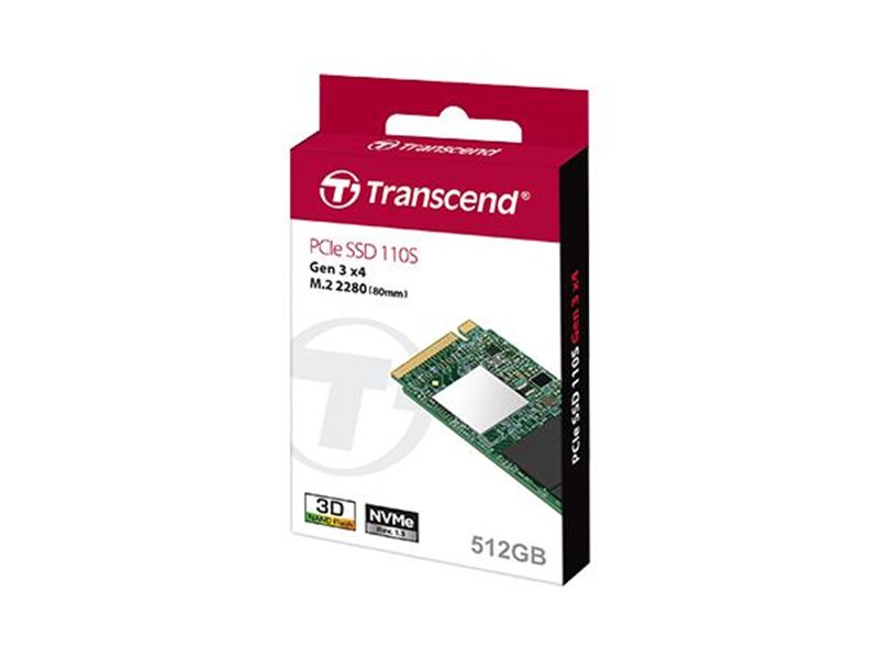 Твердотельный диск 128GB Transcend MTE110S, 3D TLC NAND, M.2 2280,PCIe Gen3x4, DRAM-less